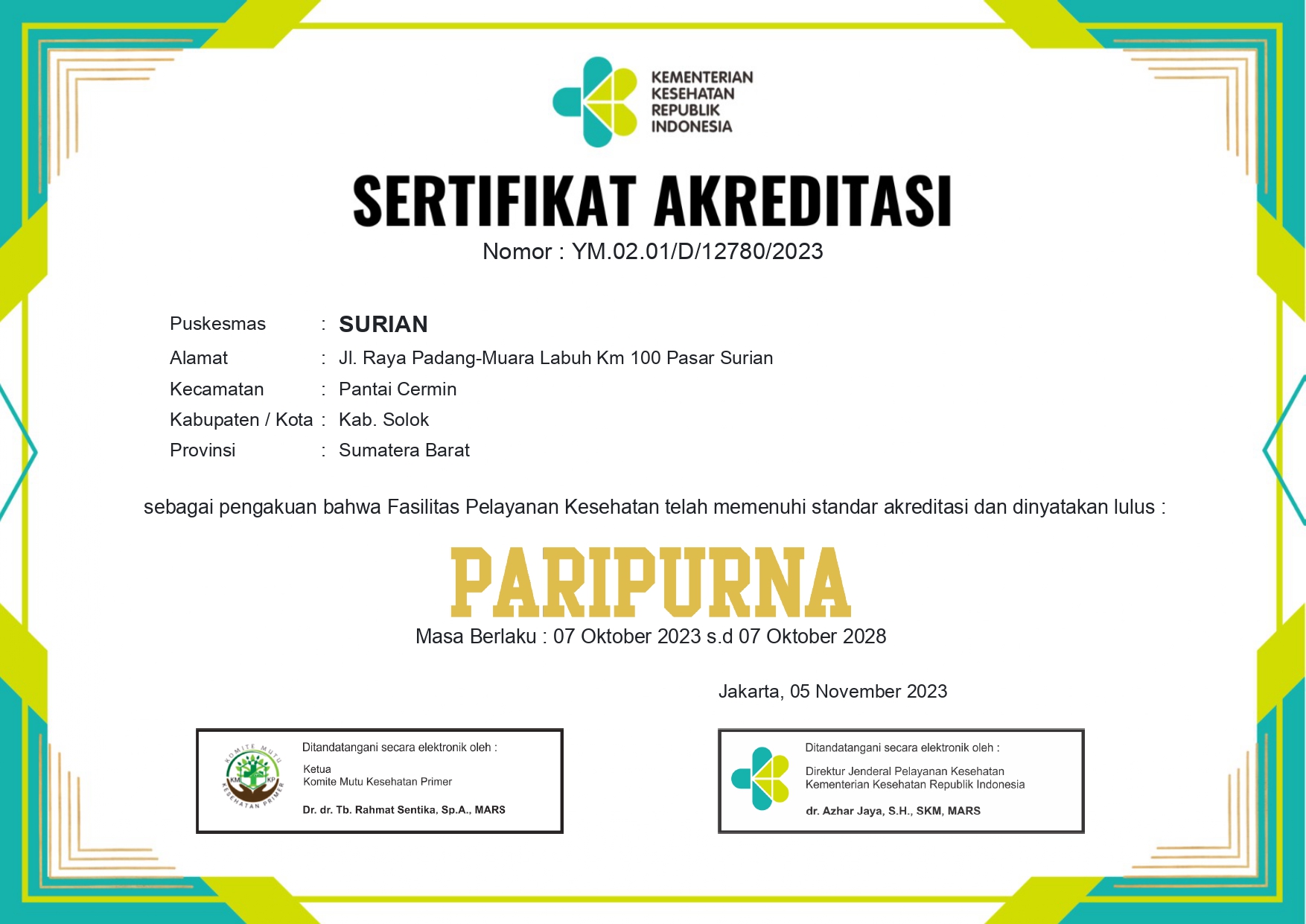 Sertifikat Akreditasi